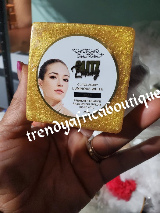 New BANGA!!! GLITZLUXURY LUMINOUS WHITE FACE & BODY SOAP. PREMIUM RADIANCE based on 24k gold and kojic acid. 250g x 1🔥👌👌👌👌 SMELL SO BEAUTIFUL!!