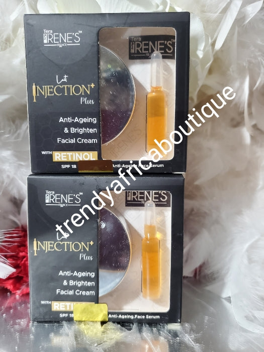 Tera Irene's lait injection PLUS anti-aging & brightening face cream with free serum. Spf 18 with retinol 30g x 1 jar