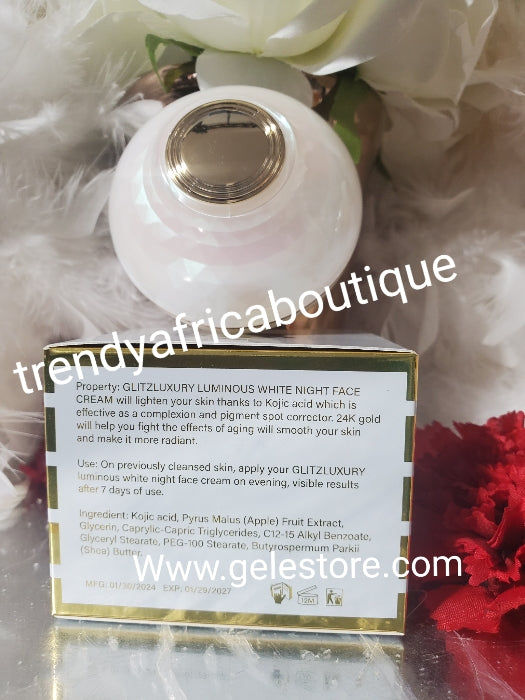 🔥🔥 BANGA!!! 2pc GLITZLUXURY LUMINOUS WHITE NIGHT FACE CREAM &  FACE & BODY SOAP. PREMIUM RADIANCE based on 24k gold and kojic acid. 250g x 1🔥👌👌👌👌