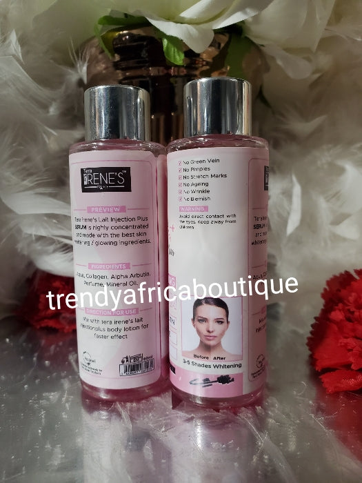 3pcs. Tera Irene's lait injection plus SNOW whitening body lotion, shower gel and serum. See results from 7 days. PLUS serum 400ml x 1 spf 30. Glutathion, collagen alpha arbutin, witch hazel