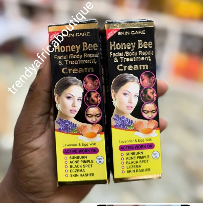 X 1 NEW PRODUCT ALERT: Honey bee egg yolk extracts face & body repair Treatment cream. Clears black spots,sun burn, acne pimples eczema & rashes,price is for one pack. 💯 satisfaction. X 1