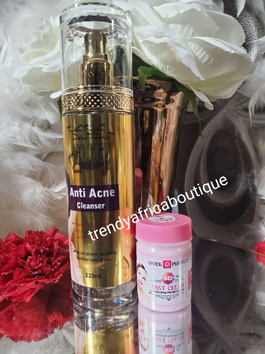 Perfect combo. GLITZLUXURY ANTI ACNE FACE CLEANSER & K PERFECT 5D FAST ACTION whitening facial cream for Sturborn Pimples. 5 days maximum x 1