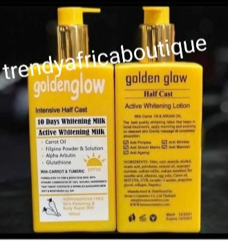 2pcs. Face cream & Body lotion: Golden Glow Intensive Halfcast whitening body lotion 500ml & face cream 50g jar. Super effective