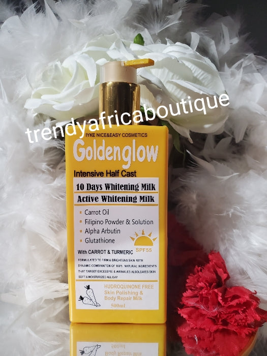 X 1 Bottle sale: Golden Glow Intensive Halfcast whitening body lotion 500ml x 1 enriched with filipino powder, carrot & turmeric oil