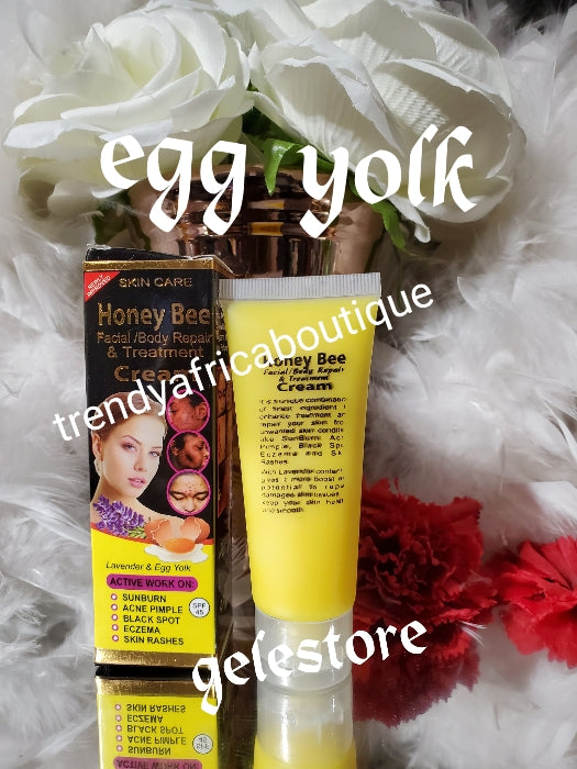 X 1 NEW PRODUCT ALERT: Honey bee egg yolk extracts face & body repair Treatment cream. Clears black spots,sun burn, acne pimples eczema & rashes,price is for one pack. 💯 satisfaction. X 1