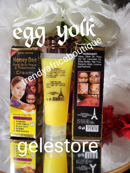X 1 NEW PRODUCT ALERT: Honey bee egg yolk extracts face & body repair Treatment cream. Clears black spots,sun burn, acne pimples eczema & rashes,price is for one pack. 💯 satisfaction. X 1