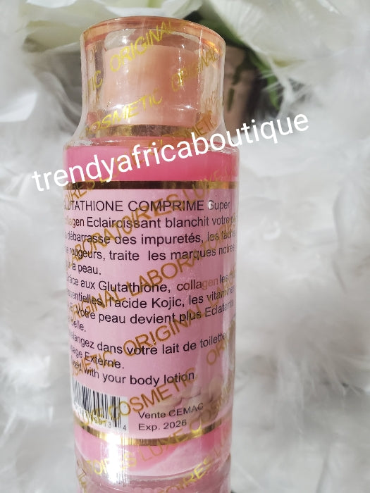 Glutathion comprime strong whitening collagen concentre Serum to be added to your body lotion or cream. Please do not use by itself undiluted!!