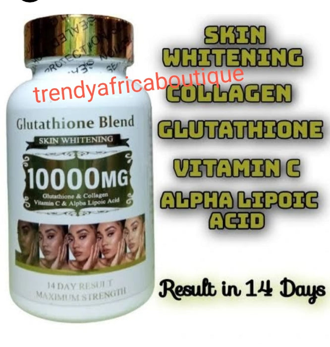 Glutathion Blend skin whitening supplements 10,000mg. Glutathion & Collagen, vit. C. 14days results. 60 per bottle. Nature's Cure 💯 satisfaction