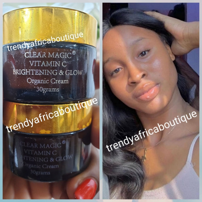 X 2 jar Clear magic vitamin C Brightening and glowing ORGANIC face cream with sun protection. 💯 satisfaction.  30g x 2