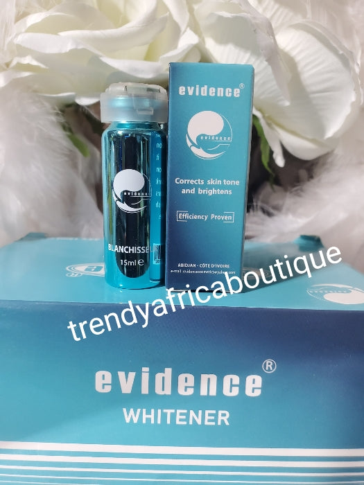 New banga concentre: EVIDENCE whitening serum. Correct skin tone and brighten 15ml x 1.  Dark spots & scars eraser. Add one into 250ml lotion or apply directly to dark spots on body