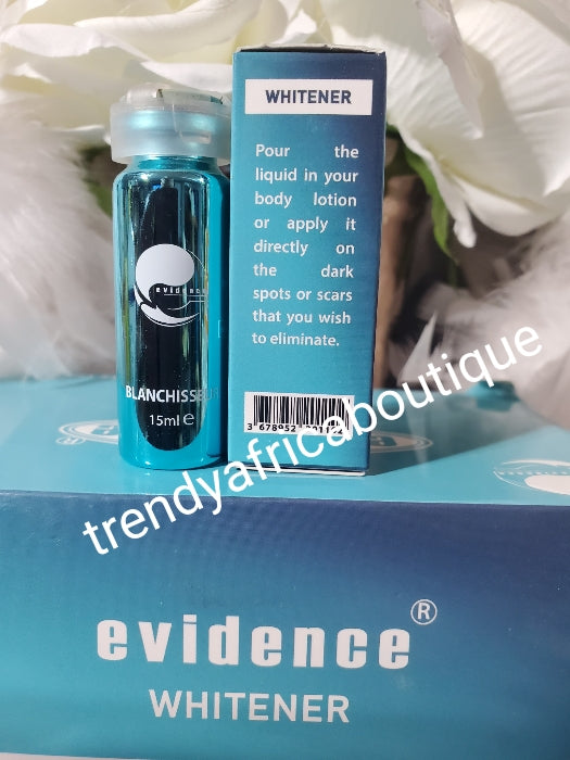 New banga concentre: EVIDENCE whitening serum. Correct skin tone and brighten 15ml x 1.  Dark spots & scars eraser. Add one into 250ml lotion or apply directly to dark spots on body