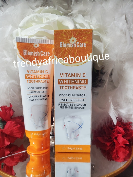 NEW BANGA!!! Blemish care Vitamin C whitening TOOTHPASTE. ODOR ELiminator, remove plaque, freshen breath, Whitens teeth. 120ml x 1