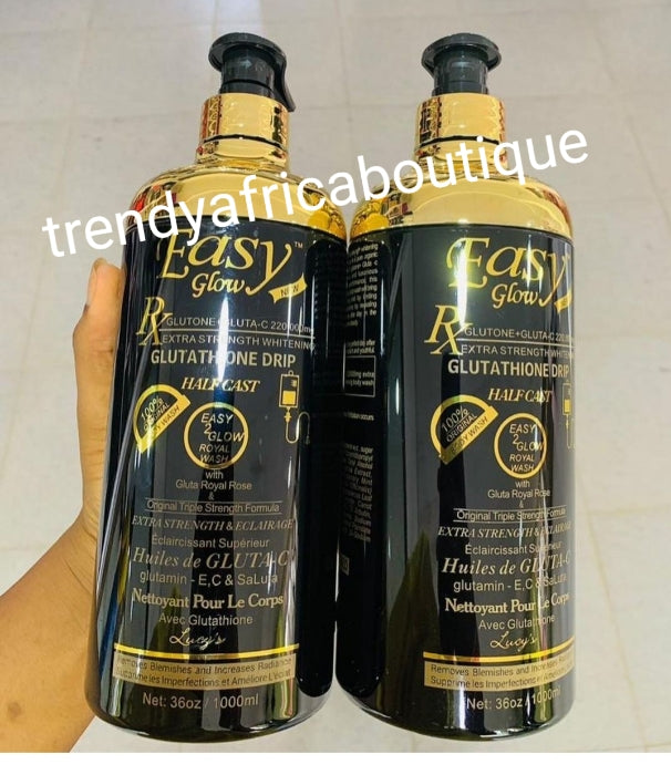 Easy Glow mit Gluta-C-Injektion, 150.000 mg stark aufhellender Sauerstoff, Körperpeeling 1.000 ml. Schnelle Aktion. Auch mit der Easy Glow Bodylotion verwenden.