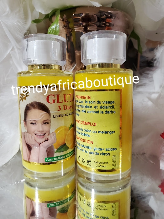 X 1 Another banga serum: Gluta 3 days lightening and treatment serum with lemon extract: mix into body lotion or shower gel. 100ml x 1