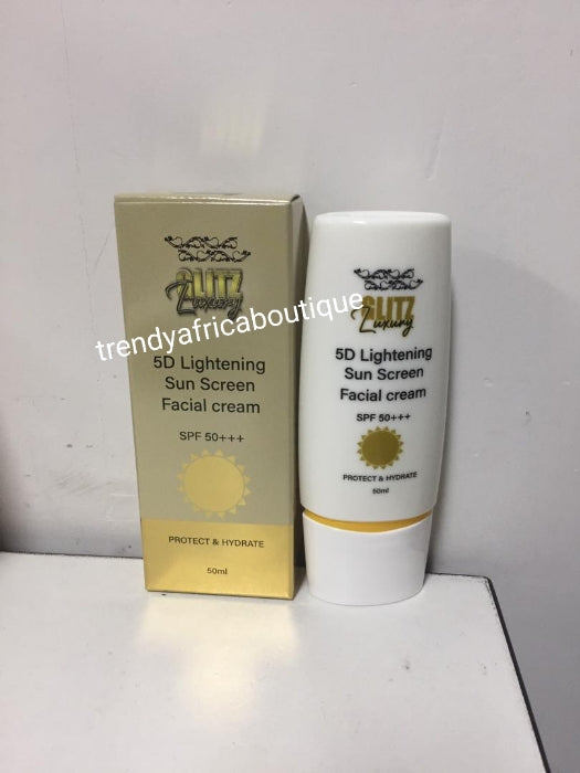 ANOTHER BANGA:👌👌 ALL SKIN TYPE: Glitzluxury 5D lightening sun screen face cream. Spf 50 p+++. Give protection 👌👌 & HYDRATE 50ml x1