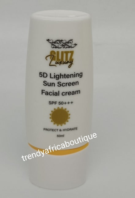 ANOTHER BANGA:👌👌 ALL SKIN TYPE: Glitzluxury 5D lightening sun screen face cream. Spf 50 p+++. Give protection 👌👌 & HYDRATE 50ml x1