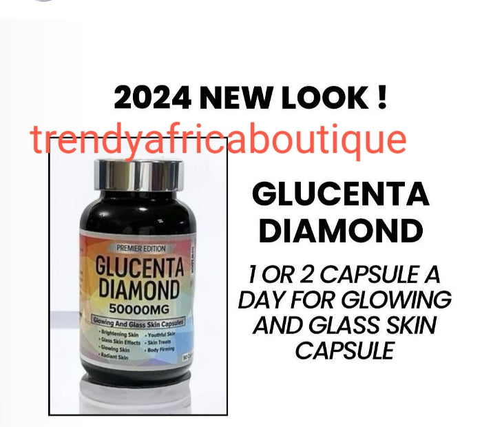 New packaging: EDITION GLUCENTA DIAMOND  supplements. Brightening & GLOWING skin AND glass skin capsules in 10days. 50 capsules per bottle .