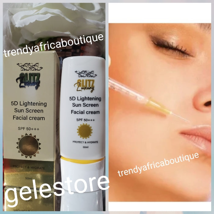 ANOTHER BANGA:👌👌 ALL SKIN TYPE: Glitzluxury 5D lightening sun screen face cream. Spf 50 p+++. Give protection 👌👌 & HYDRATE 50ml x1