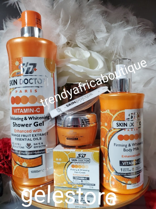 3pcs. New Banga from Z.D.L Skin Doctor paris skin firming and whitening body lotion, face cream  & exfoliating shower gel ENHANCED with essential oil  1000ml Shower gel