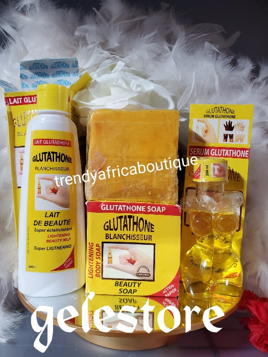 Another banga: 3pcs. Set;  lait Glutathion blanchisseur super lightening beauty milk & serum. fast action super lightening serum & SOAP anti dark knuckles & elbow)