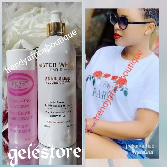 ANOTHER BANGA 👌👌2pcs. Faster White Paris with snail slime 7 days action whitening body lotion PLUS FC75 CLARIFYING whitening glycerin 👌👌💯satisfaction