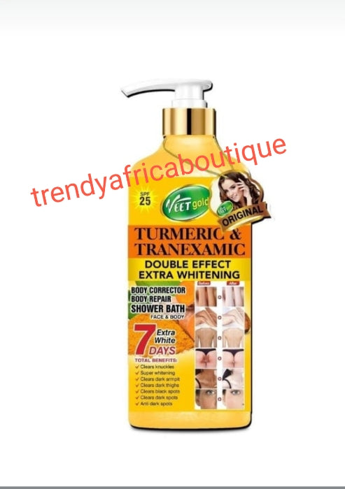 2pcs.Veetgold turmeric super whitening body lotion repair/corrector AND Veetgold turmeric & Tranexamix double effects extra whitening body corrector shower gel 1000ml