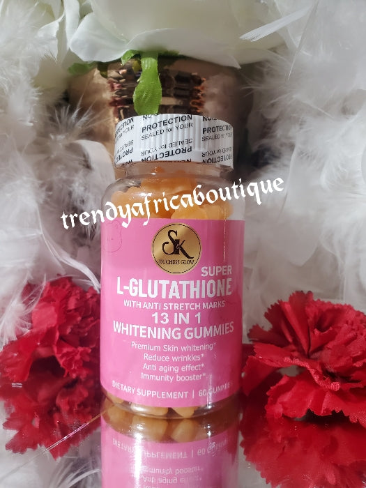 Sk Douches glow super L-Glutathion 13 in 1 skin Whitening and repair  gummies supplements.  60 gummies per bottle. X 1 bottle sale