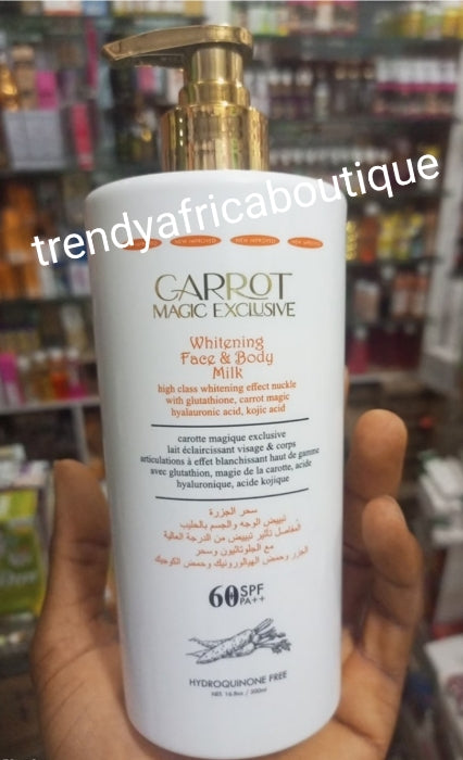 Carrot Magic Exclusive Whitening body lotion spf60. HYDROQUINOUN FREE. 👌 500ml x 1