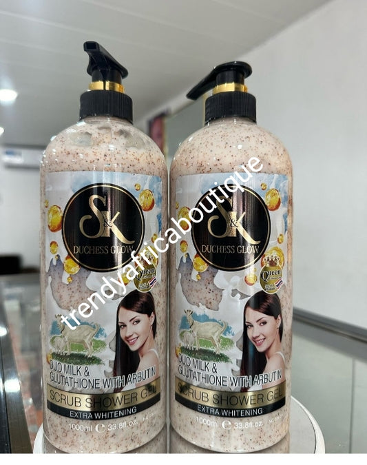 X 1 bottle S&K Douchess Duo Milk & Glutathion with Arbutin Scrubbing shower gel Exra whitening 1000ml x 1