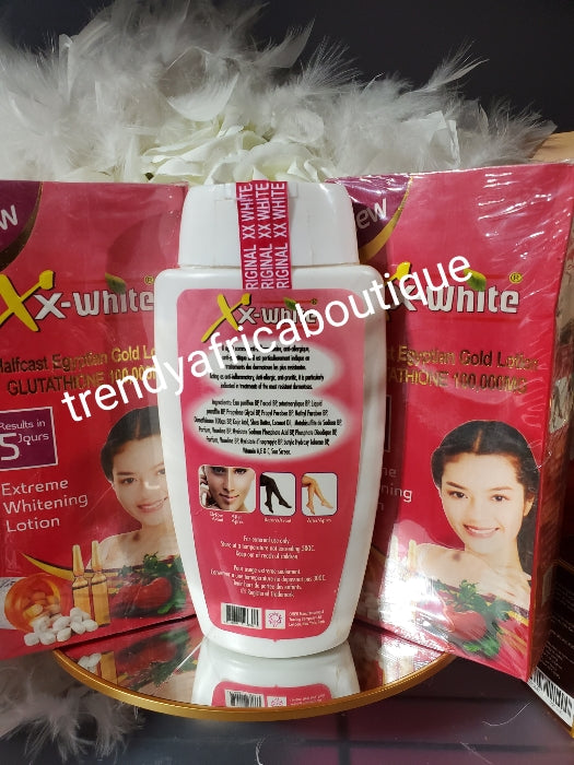 2pcs set: XX- white Halfcast Egyptian Gold body lotion and Xx white half cast oil, 5 days action. vitamin B3, glutathion, Albutin,glutathione. xtra whitening set