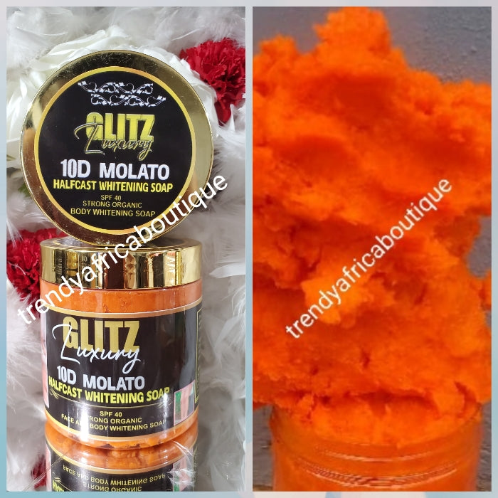 RICH AUNTY 10D (Newly improved) Oshaprapra GlitzLuxery molato half-cast whitening & Treatment body Soap👌👌. Strong Organic Formula. Clears Knuckles, stretch marks & more. 600g jar x 1.