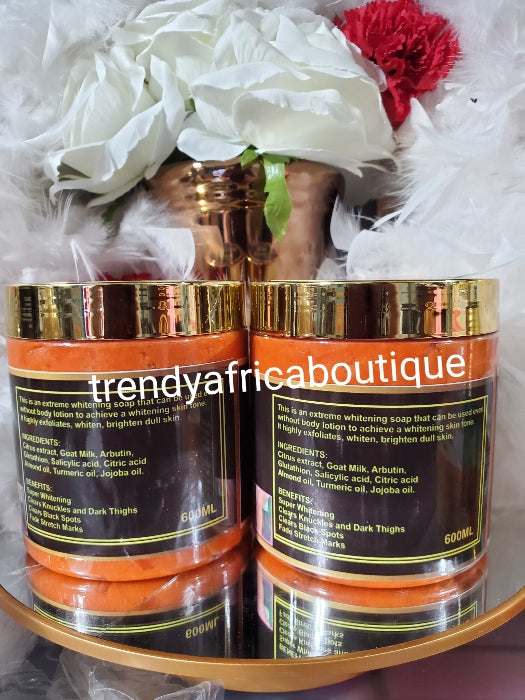 RICH AUNTY 10D (Newly improved) Oshaprapra GlitzLuxery molato half-cast whitening & Treatment body Soap👌👌. Strong Organic Formula. Clears Knuckles, stretch marks & more. 600g jar x 1.