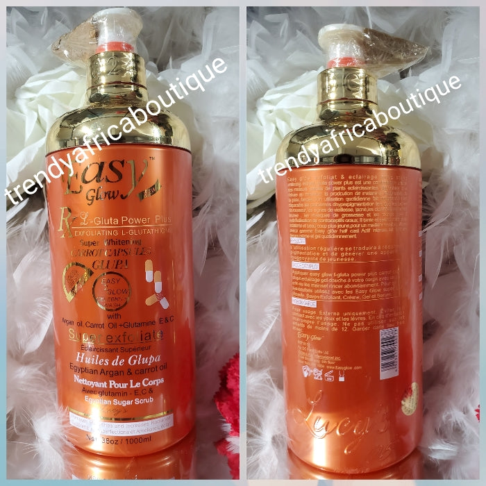 NEW PACKAGING; easy to glow Celebrity wash!!! Easy Glow  L-Glutathion power plus exfoliating shower gel. Super whitening 1000ml x 1