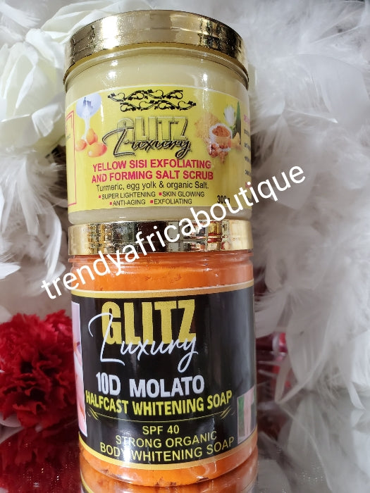 5pcs BANGA!!! glitzluxury 5D molato Halfcast body milk👌 Halfcast oil, NEW 10D RICH AUNTY MOLATO half-cast soap, face cream & Whitening salt scrub