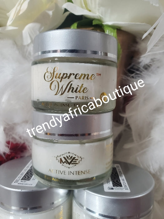 BACK in Stock!! X 1 jar, Supreme white paris active intense face cream. 50g x 1 spf 30. Formulated with lemon extract,citric acid, AHA, VIT. C . 💯 SATISFACTION