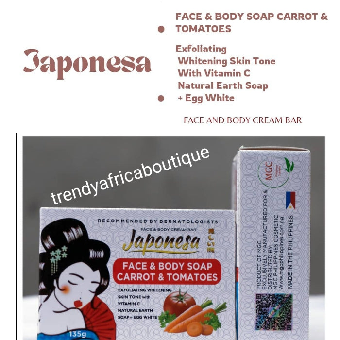 3pcs. Set: New Banga:  Japonesa Carrot body talking lotion, serum & soap combo. Strong whitening dark spots, blemishes remover