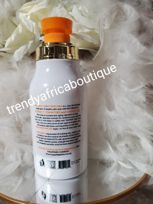 New Banga:  Japonesa Carrot body talking lotion. Strong whitening body lotion anti dark spots, blemishes remover 👌 formulated with carrot & tomatoes extracts. Highly recommend for dark dull skin.  450mlx 1.