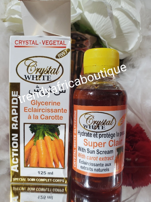 RWT Crystal White glycerin  with carrot extracts Skin lightening with sun screen protection & vitamin E. 125mlx 1. QUICK SOLUTION