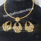 3pcs High quality 18k Gold plated pendant  set.  beautiful flower pendant with matching earrings hoops. Sold with omega chain. Classic for casual wear.