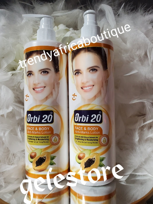 Another Banga!!! Orbi 20 face & body anti marks lotion. Enriched witj natural papaya extracts. Rapid action for even skin tone. 500ml x 1. 💯 Authentic