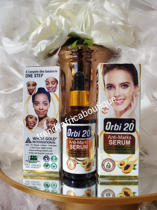 AUTHENTIC Orbi 20 Anti-marks Serum enriched with natural extracts for skin brightening and moisturizing 30ml x 1. 💯 satisfaction.  Use only at night