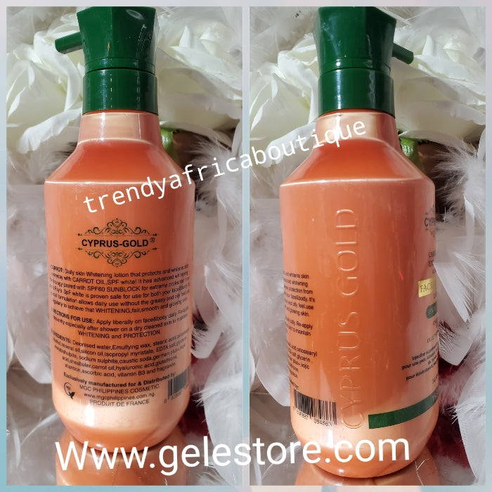 Another Banga: Cyprus-gold Carrot + Turmeric Extra lightening & beautifying body lotion with cindella whitening INJ. 500ml x 1👌