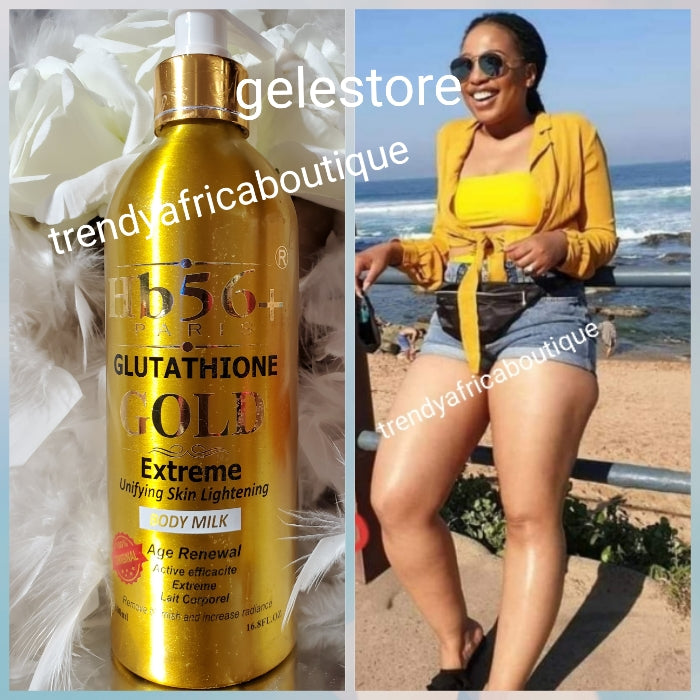 New Bangar: Hb56+ Paris Glutathion GOLD. Extreme unifying skin LIGHTENING Body lotion ( milk). 500ml x 1. Spf45. Remove blemishes & increases radiance 👌 safe effective lightening lotion