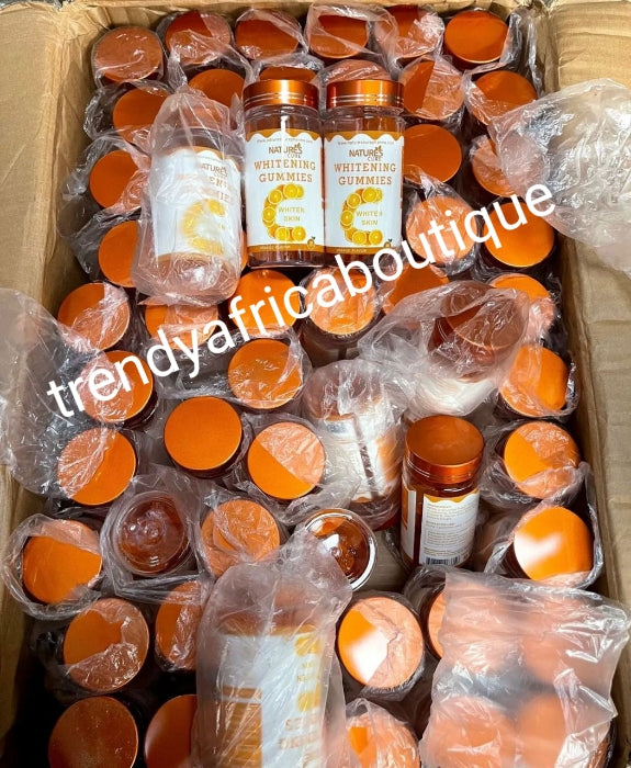 4 bottle sale. AUTHENTIC Nature's Cure whitening gummies supplements, 2 bottle Strawberry flavor & 2 bottle Orange flavor. Skin whitening, hydrates and youthful skin. 30gummiea per bottle.