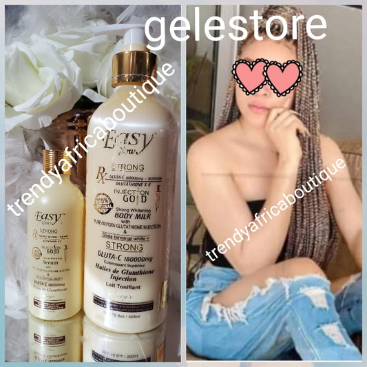 2pcs. Easy Glow Gold. strong whitening body lotion  500m and Gluta C organic whitening serum. Gluta C 180000mg. Fast action