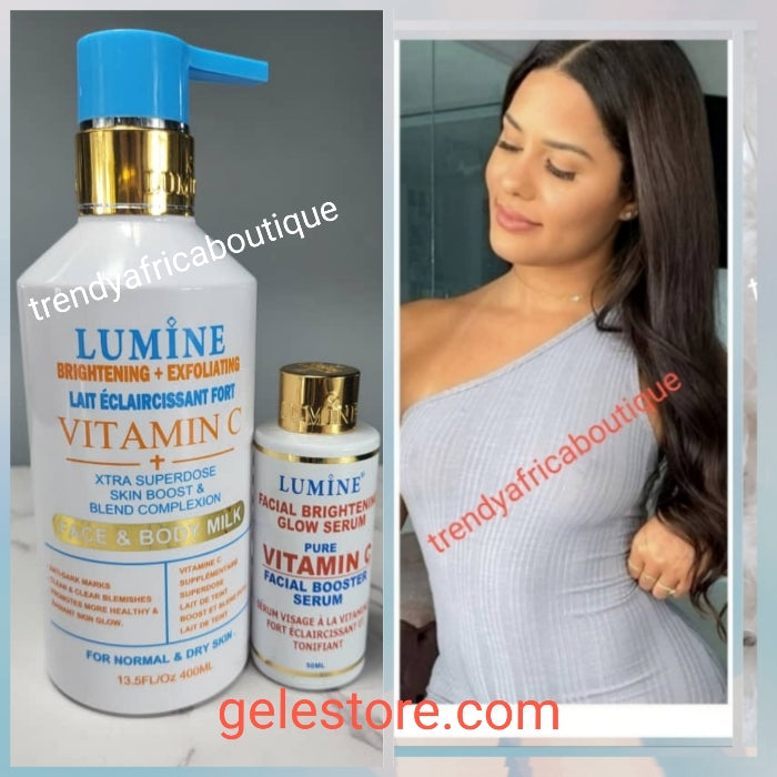 Another Banga: 2pcs. Lotion + serum LUMINE brightening & exfoliating face & body lotion based on turmeric root extracts & vitamin C. Xtra super dose skin boost &  blend complexion body milk