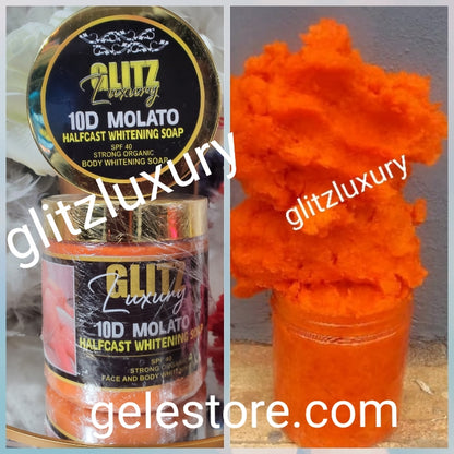 RICH AUNTY 10D (Newly improved) Oshaprapra GlitzLuxery molato half-cast whitening & Treatment body Soap👌👌. Strong Organic Formula. Clears Knuckles, stretch marks & more. 600g jar. Buy more and save!!!