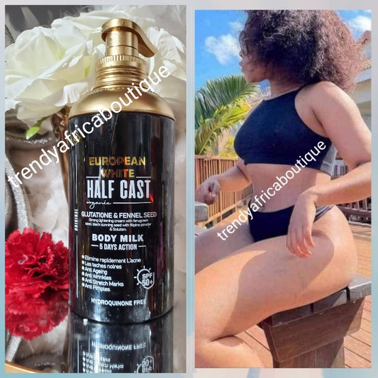 Another Bangar!! European White Half cast body lotion 5 days action. Spf 50. Glutathion & funnel seed. Anti aging bodt milk 500ml x 1. For Tougher skin