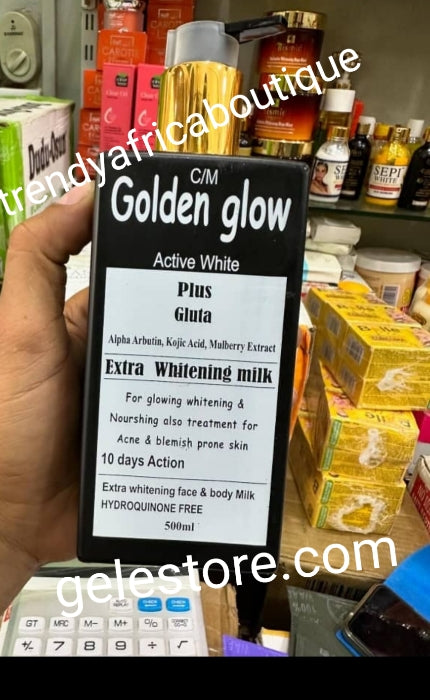 Another Banga; Golden Glow Active white plus Gluta. Xtra Whitening face & body lotion spf 20.👌 500ml x 1 bottle HYDROQUINOUN free