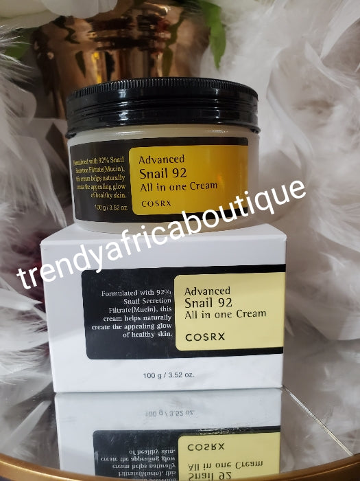 AnotherBanga!! 💯 AUTHENTIC COSRX Advance snail 92% All in one face cream. Helps to naturally repair & glow your complexion. 92% snail mucin👌👌 ALL SKIN TYPES 100ml x 1